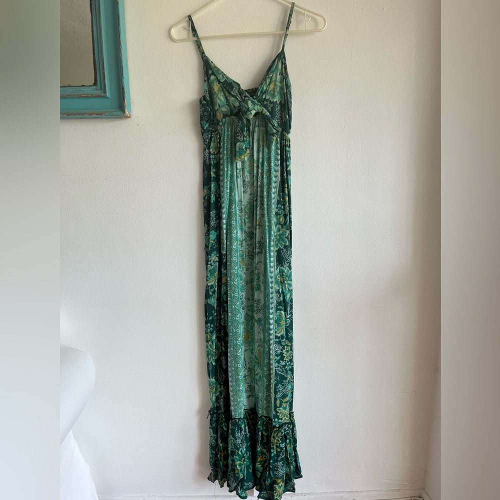 Paisley Green Bohemian Maxi Dress | Angie Clothing